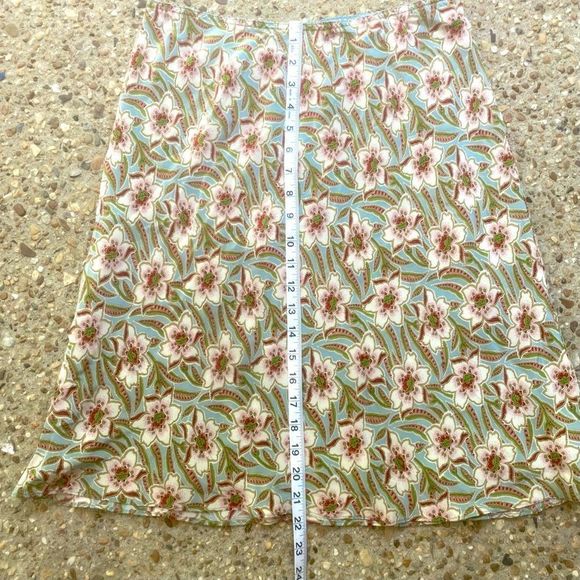 GAP Silk Floral Summer A-line Elastic Waist Midi Skirt Size  8 - Picture 6 of 8